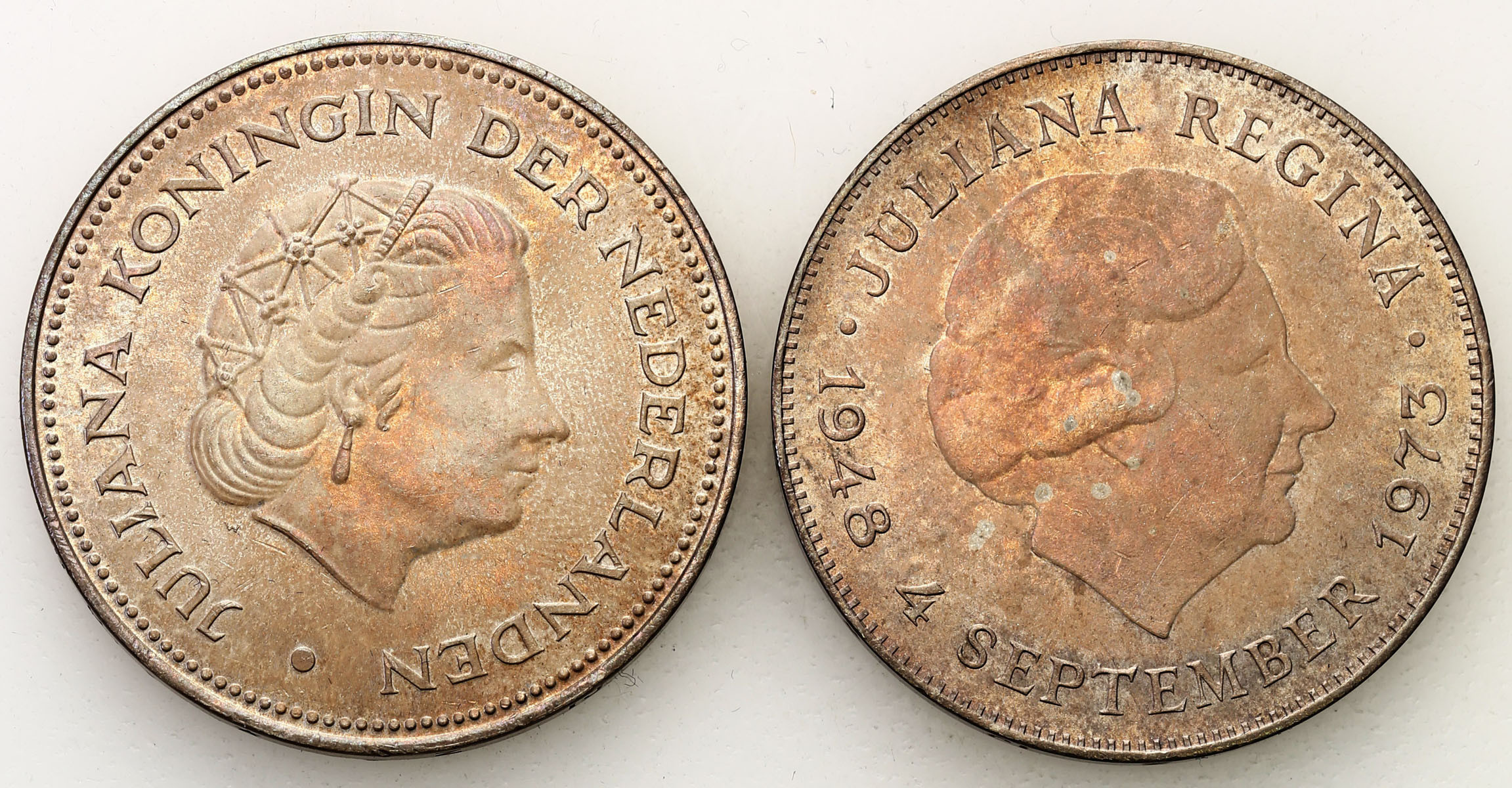 Niderlandy. 10 guldenów 1970, 1973, Utrecht, zestaw 2 monet
